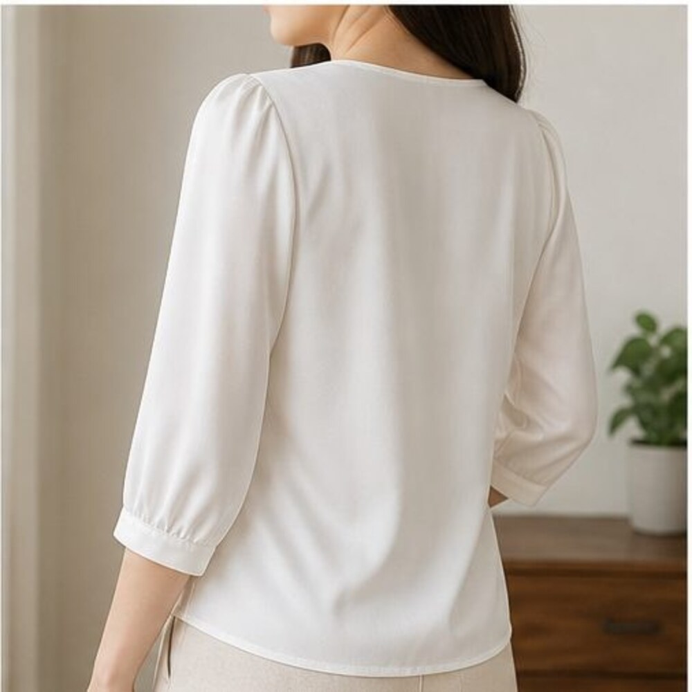 White Ruffle Blouse - Picture 3 of 6